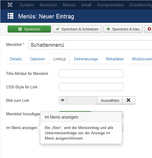 Menüpunkt verstecken Menüpunkt verstecken